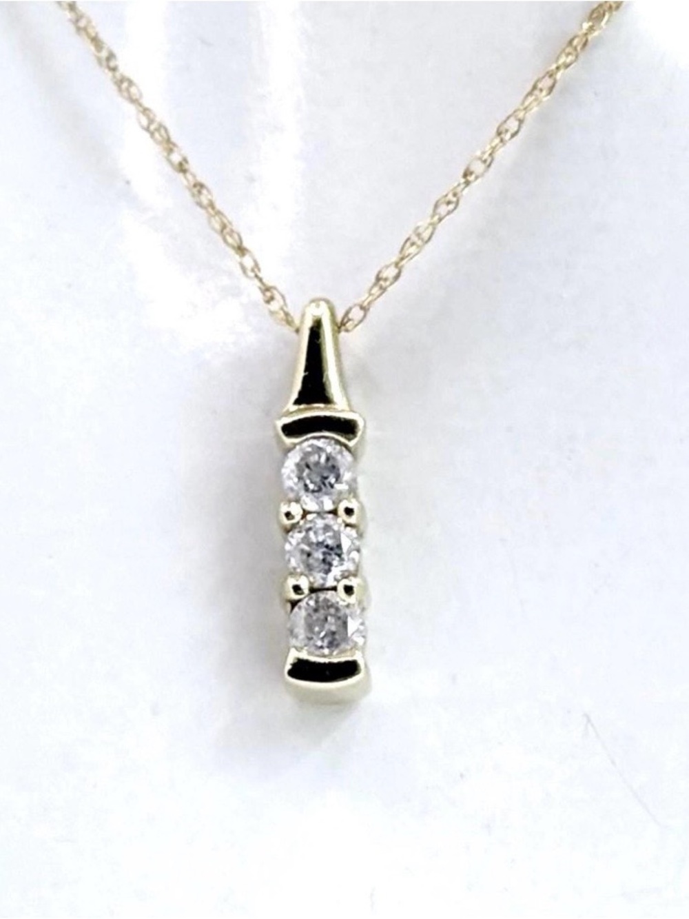 10k Gold Three Stone Diamond Pendant